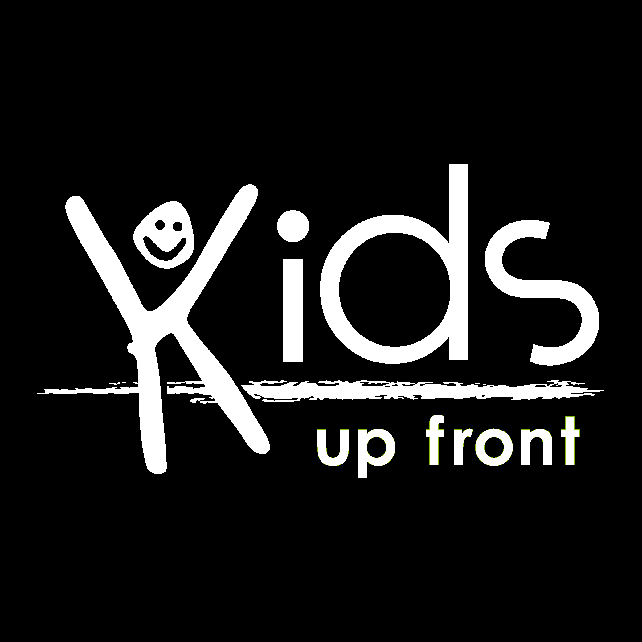 Kids Up Front White Logo Vector Logo